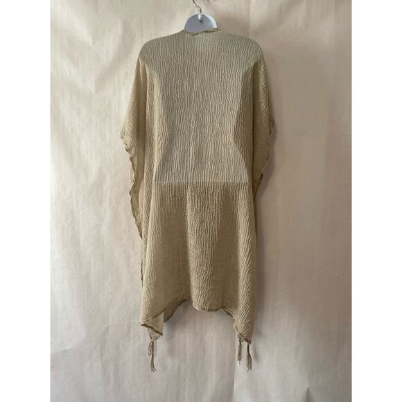 R Fashion Tasseled Beige Soft Light Weight One Size Fits Most Boho Cardigan - Picture 2 of 12